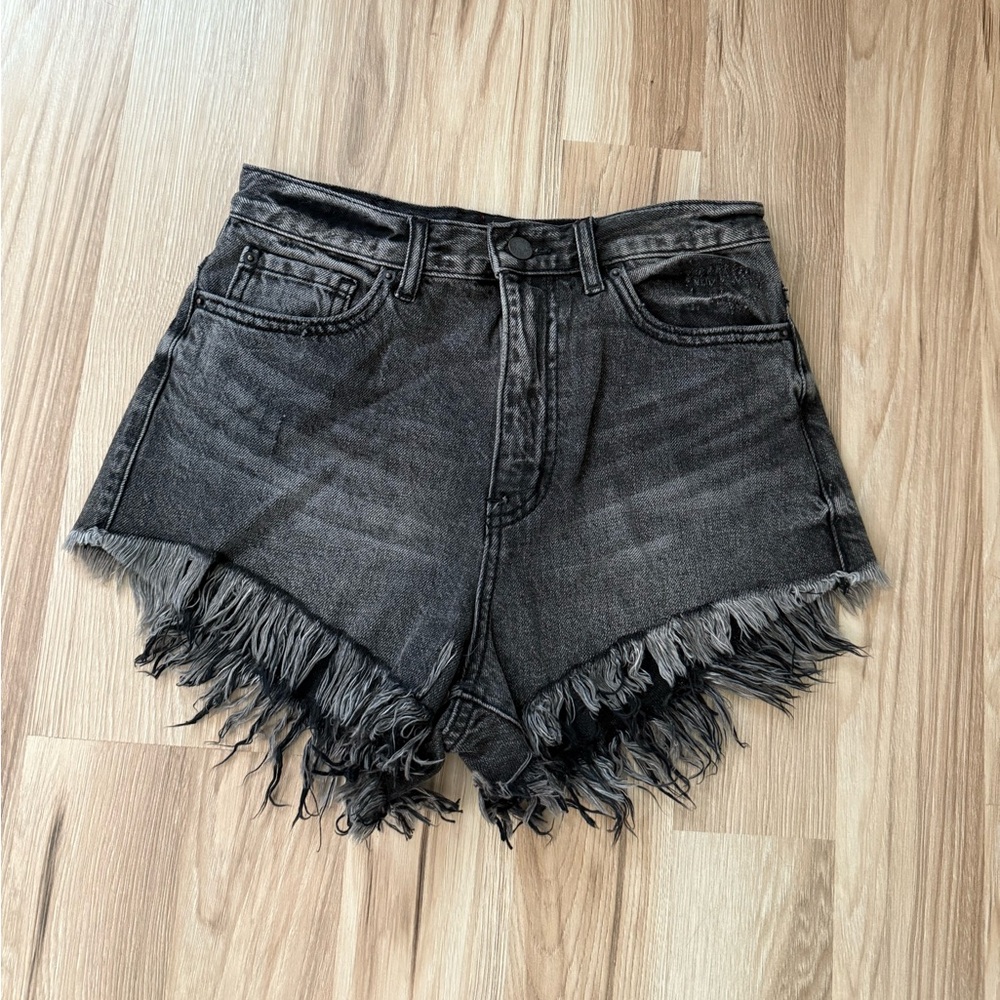 BDG high waisted cheeky denim short vintage black denim size 27